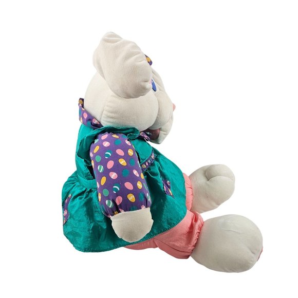 International Silver Bunny Rabbit Plush Parachute Easter Vintage Plastic Eyes - Picture 4 of 9